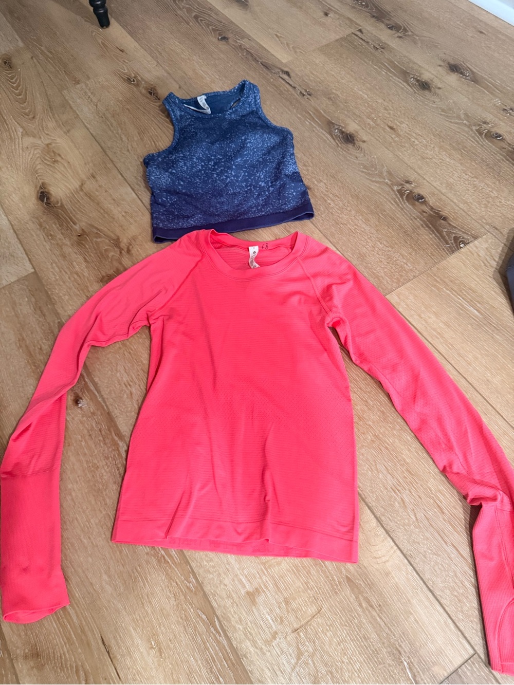 lululemon athletica Pink Long Sleeve Swiftly Top with Blue